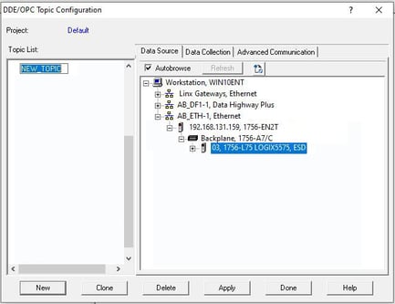 DDEOPC Topic config copy