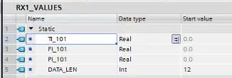 Step 3- Create a data block with the values that are to be sent to PCS7.